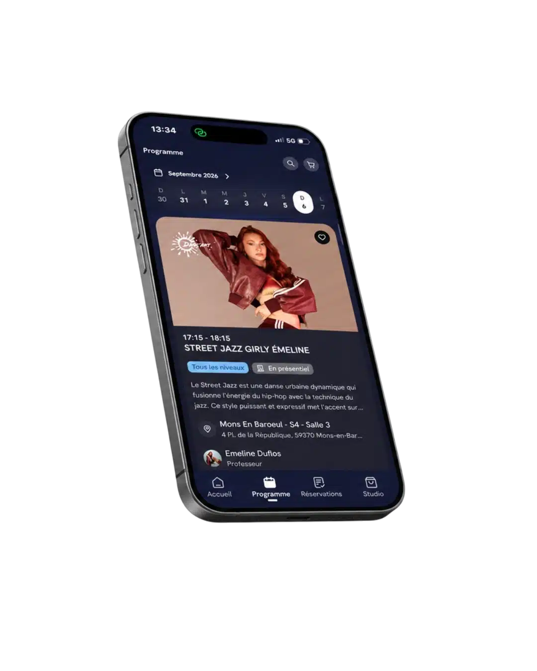 Application DANC’ART pour consulter le planning et réserver ses cours de danse