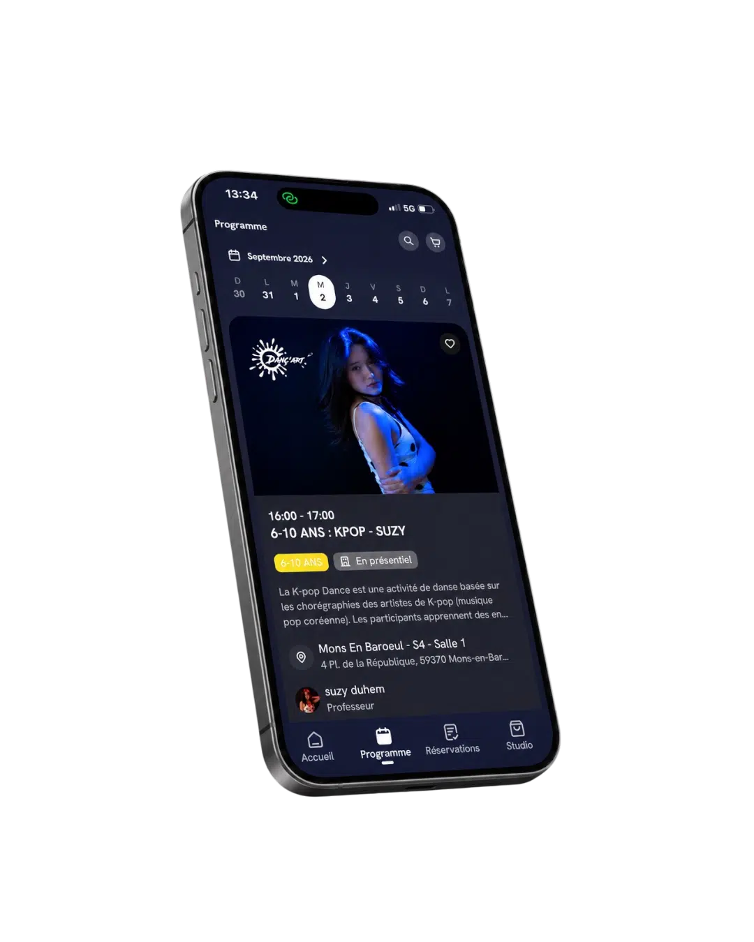 Application DANC’ART pour réserver les cours de danse enfants à Mons-en-Barœul